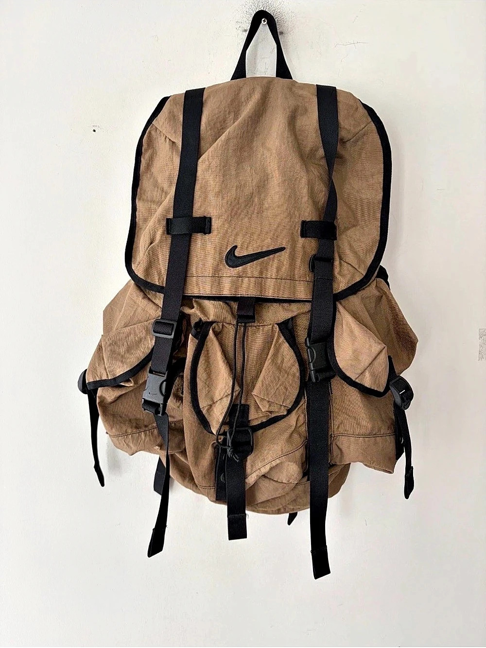 Vintage 90s Nike Parachute Nylon Khaki Backpack